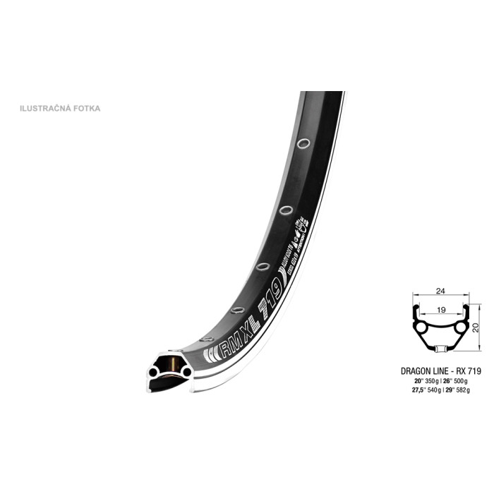Ráfik DRAGON 719 LINE, 622x19 BA+GBS, 36o.