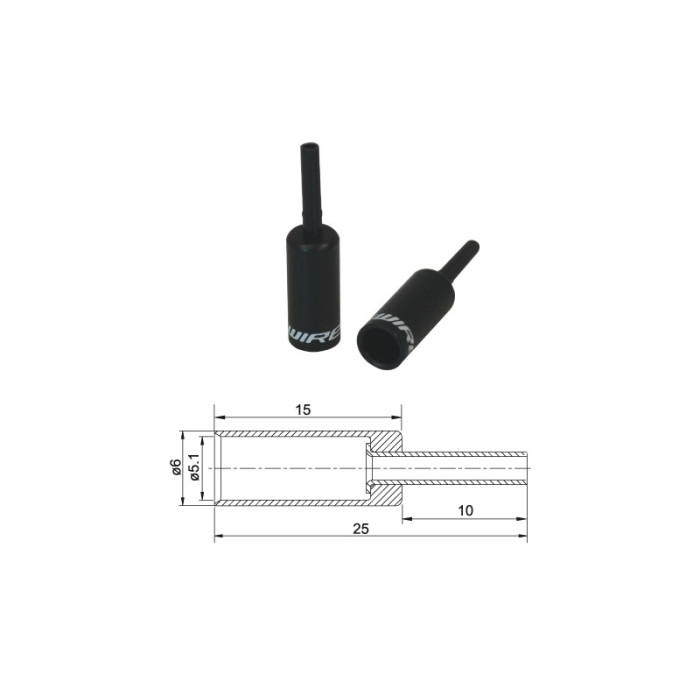 BOT060BJ koncovka bowdenu s ochranou, Al, 5mm, čierna