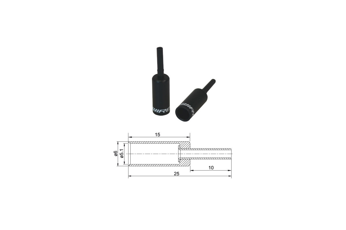 BOT060BJ koncovka bowdenu s ochranou, Al, 5mm, čierna
