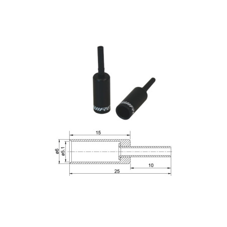 BOT060BJ koncovka bowdenu s ochranou, Al, 5mm, čierna