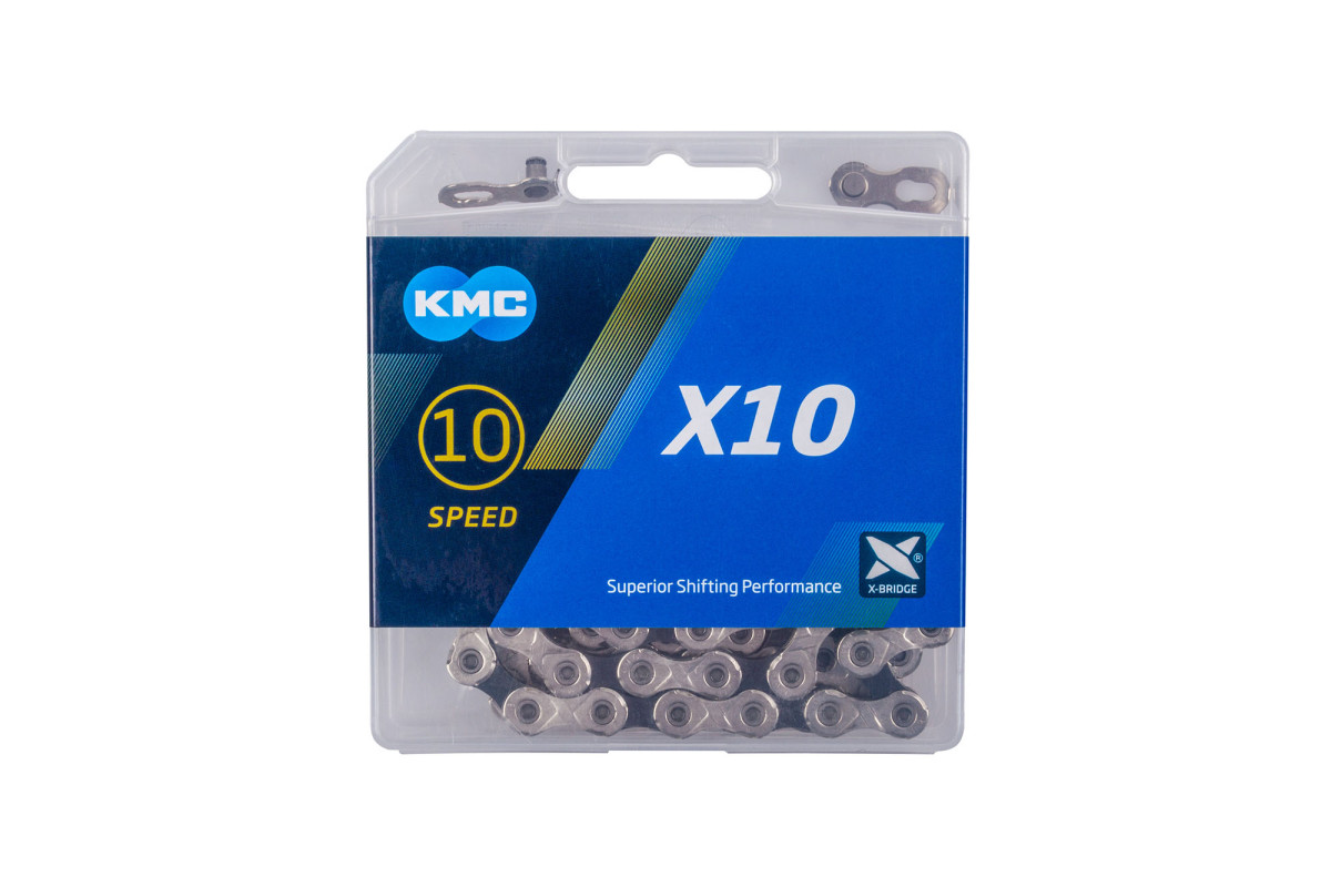 Reťaz KMC X10, strieborná/čierna, 10-kolo, 114čl.