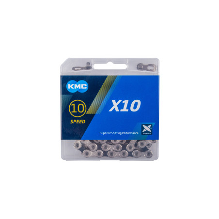 Reťaz KMC X10, strieborná/čierna, 10-kolo, 114čl.