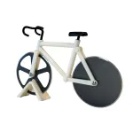 Krájač na pizzu, so stojanom, v tvare bicykla, biela