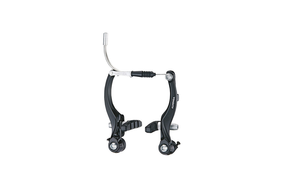 Brzdové čeľuste Alhonga, duralové, lineárne, čierne, sada